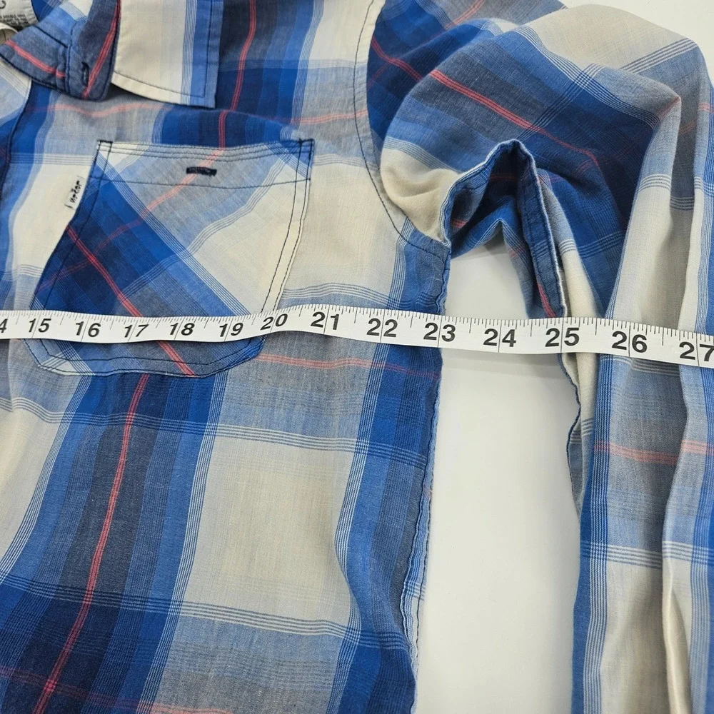 Levis‎ Mens XL Blue Plaid Long Sleeve Button Down Shirt Western Workwear